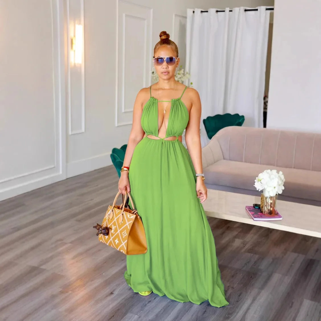The Lace-Up Drawstring Sleeveless Maxi Dress