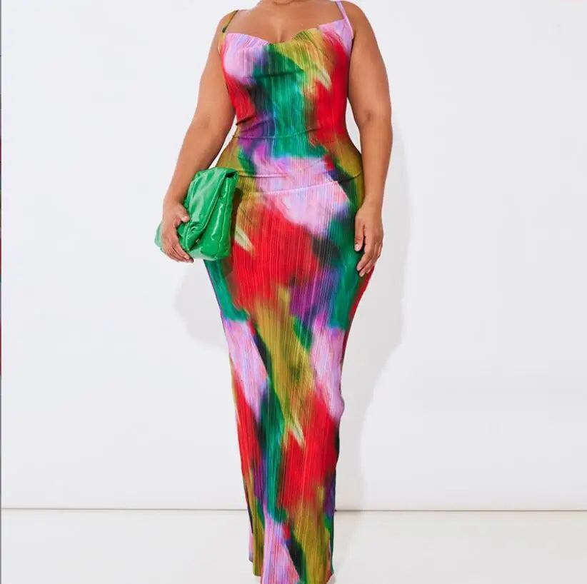 The Folded Spaghetti Strap Sheath Maxi Dress