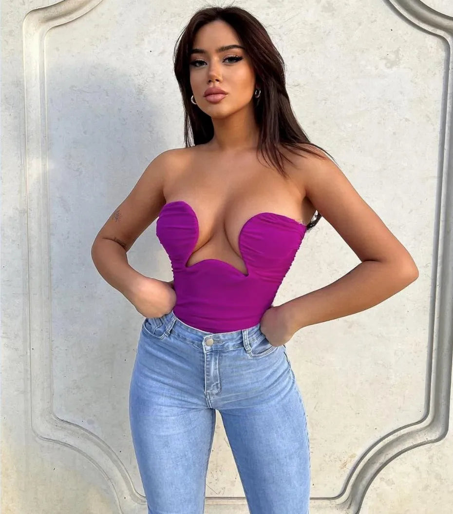 The Heartbreaker Plunge Strapless Crop Top