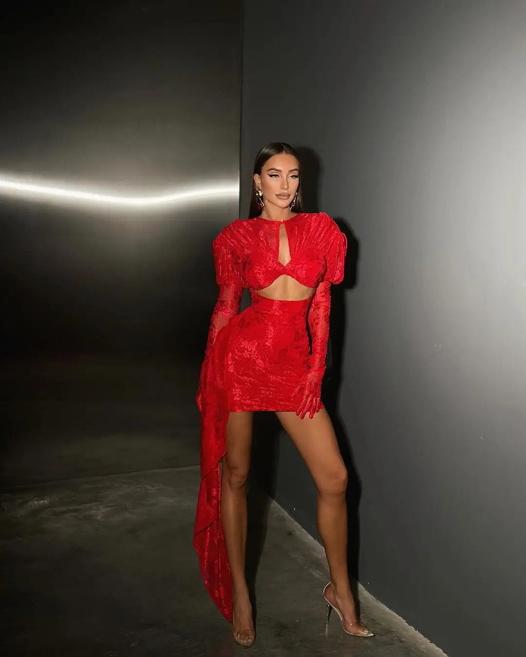 The Dramatic Muse Cutout Draped Mini Dress