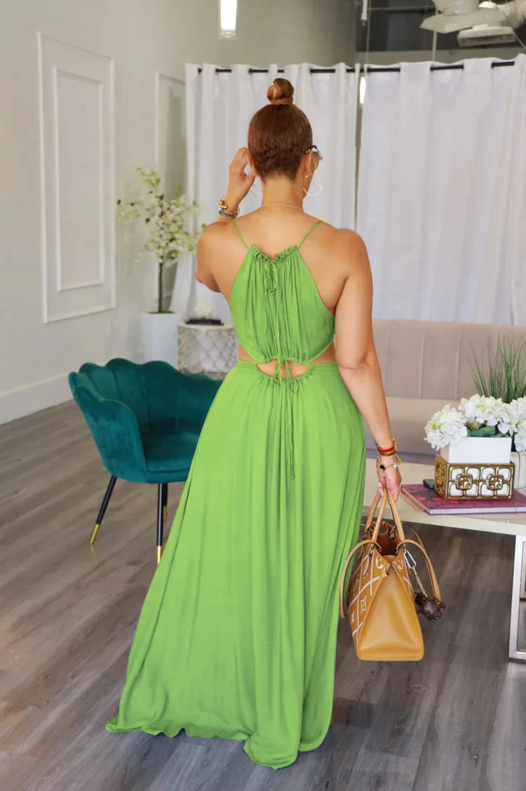 The Lace-Up Drawstring Sleeveless Maxi Dress