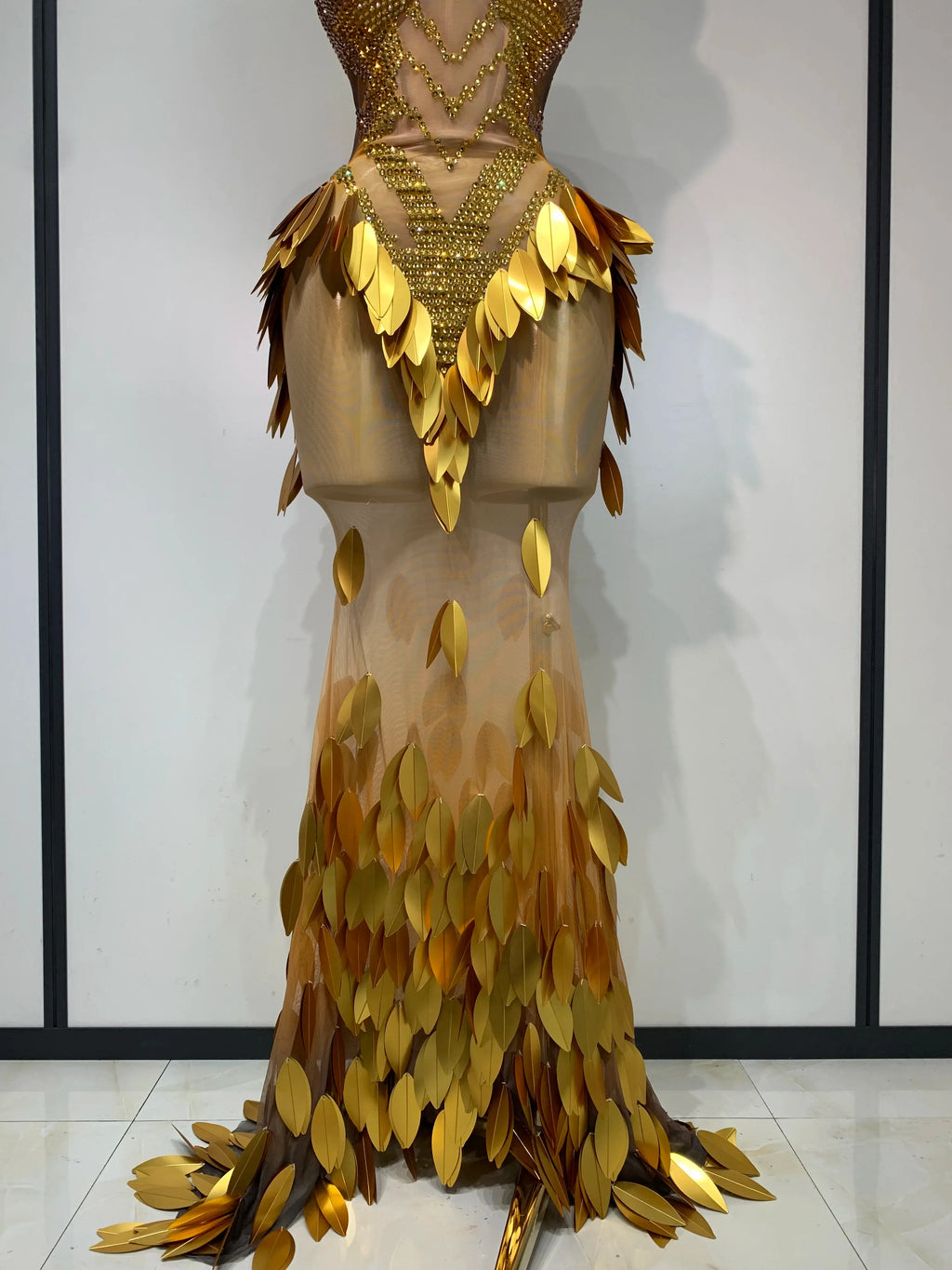 The Gilded Goddess Strapless Mesh Gown