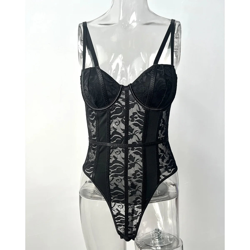 The Noir Contour Lace Bodysuit