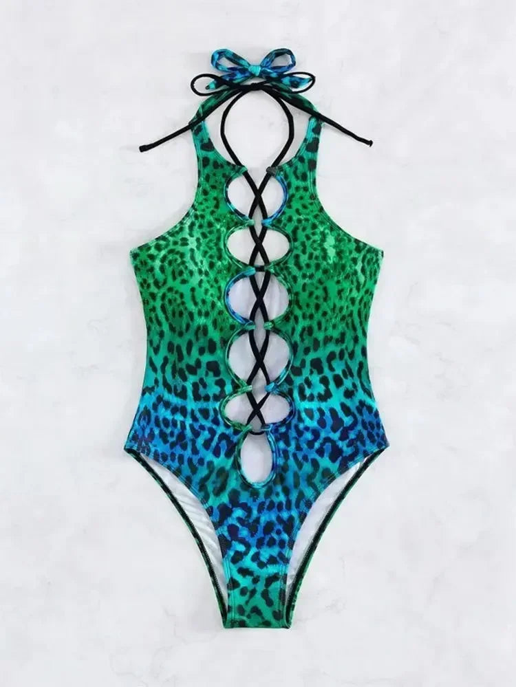 Daxiyee Wild Lagoon Lace-Up Swimsuit