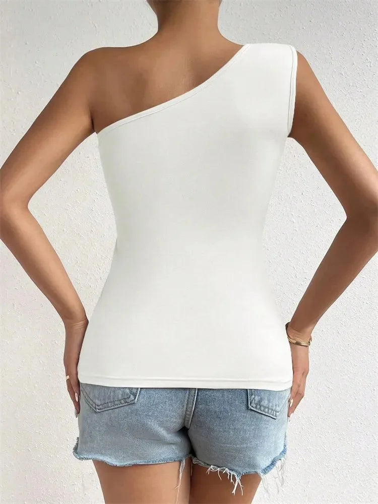 One-Shoulder Ruched Tank Top