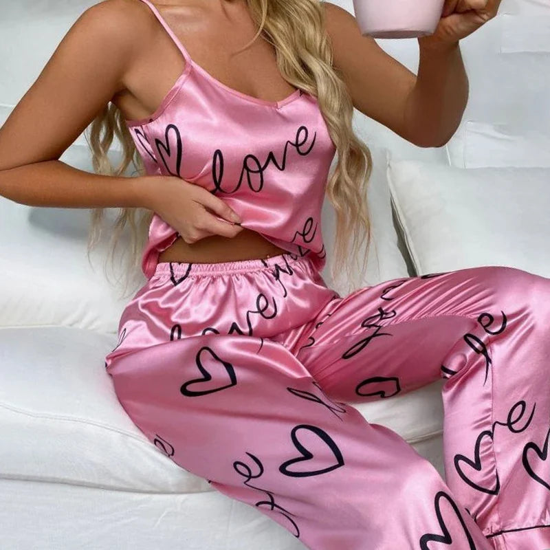 The Love Notes Satin Cami Pajama Set
