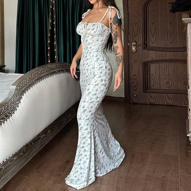 The Floral Strapless Bodycon Maxi Dress