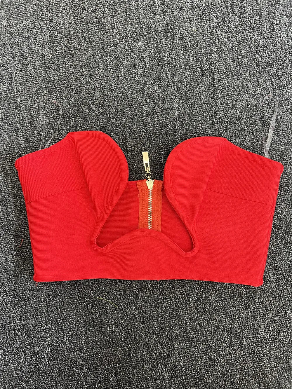 The Heartbreaker Plunge Strapless Crop Top