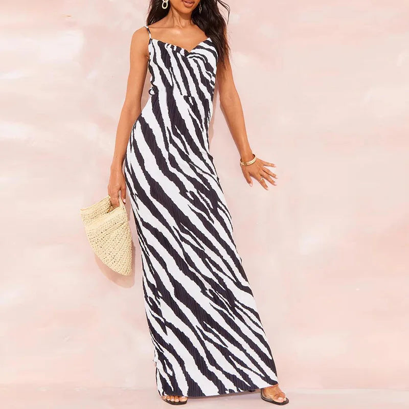 The Folded Spaghetti Strap Sheath Maxi Dress
