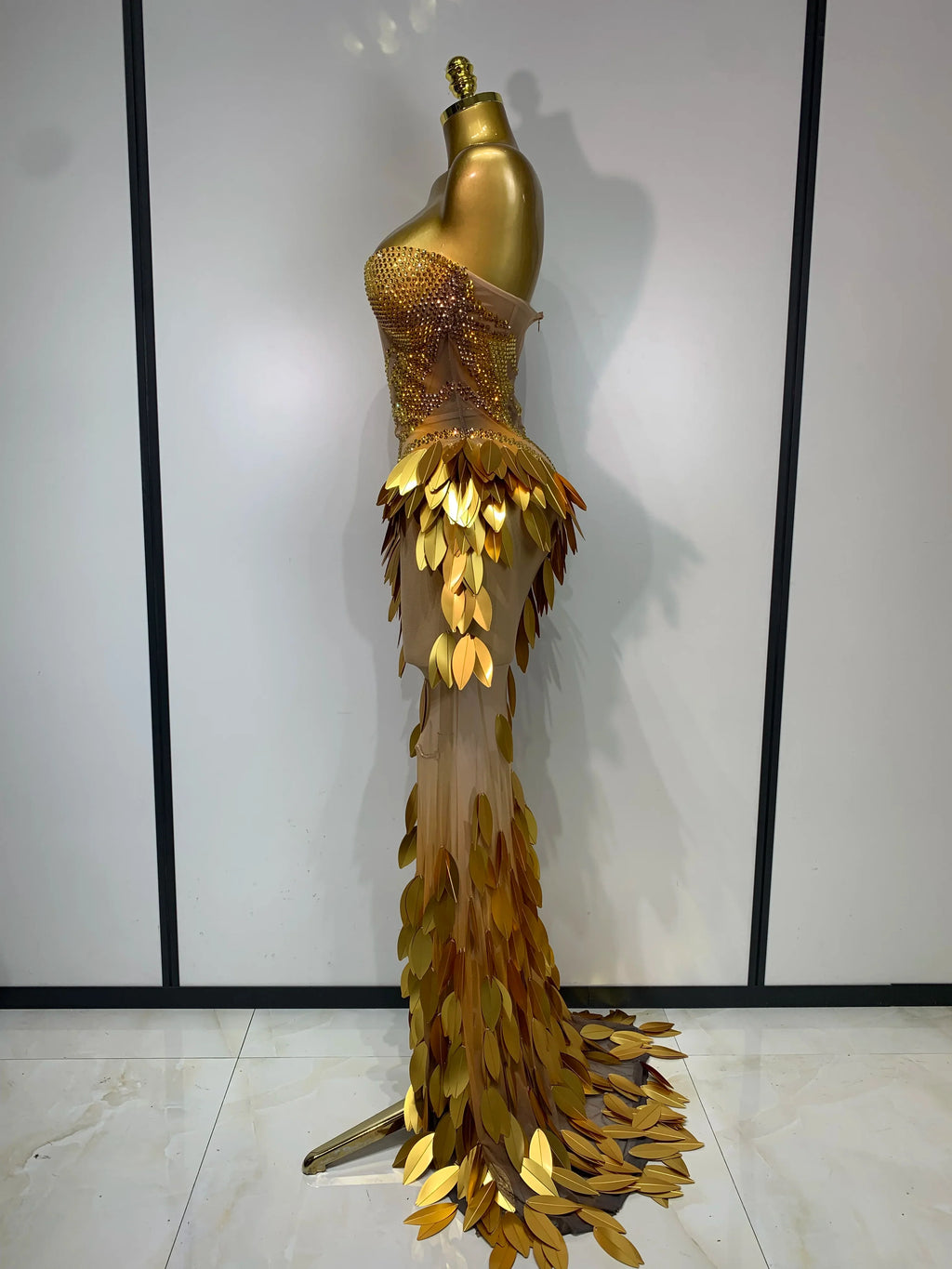 The Gilded Goddess Strapless Mesh Gown