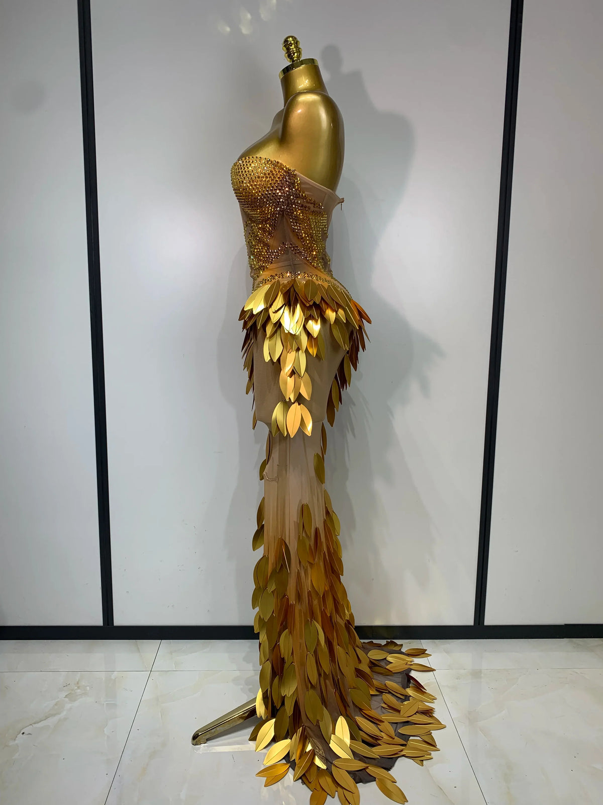 The Gilded Goddess Strapless Mesh Gown