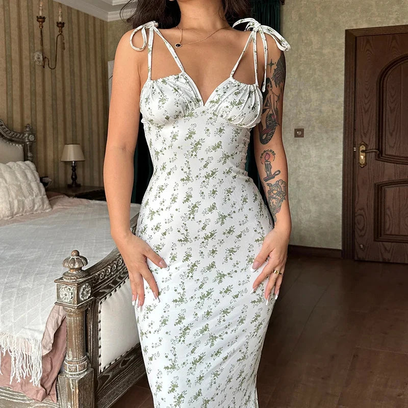 The Floral Strapless Bodycon Maxi Dress