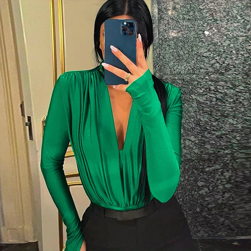 The Slim V-Neck Long Sleeve Bodysuit