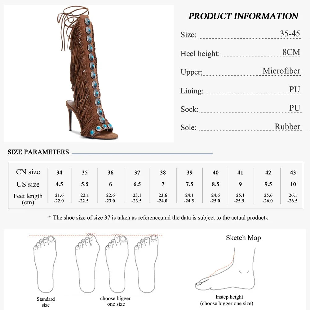 The Festival Fringe Lace-Up Heel Sandals