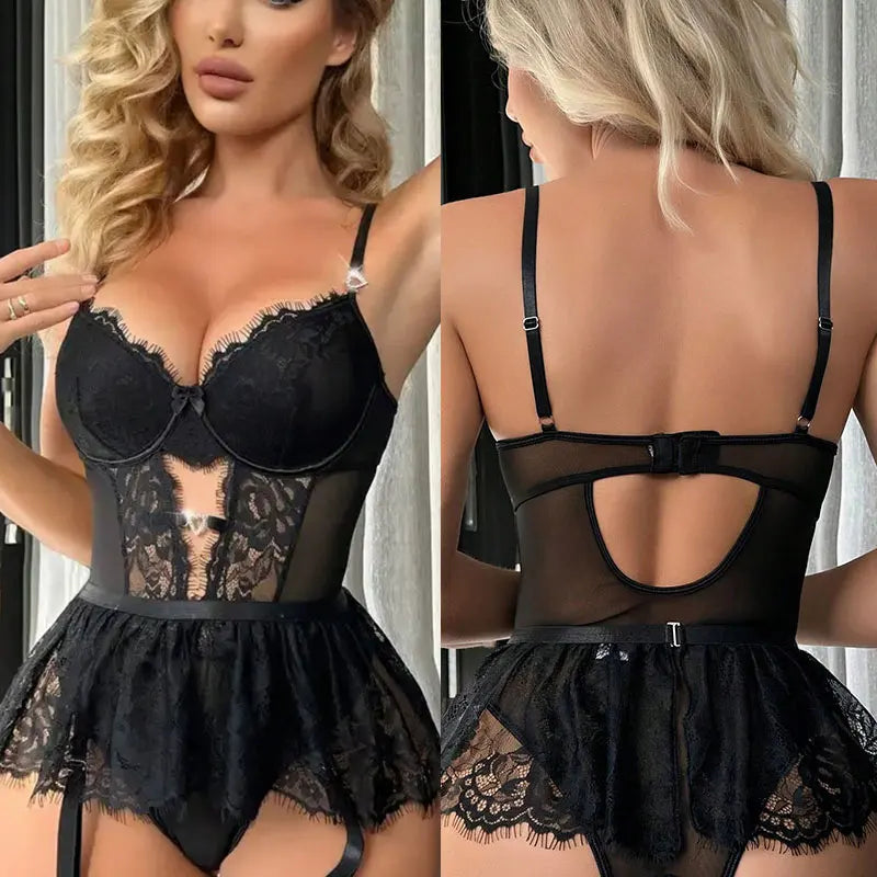 The Lace Allure Ruffled Lingerie Teddy