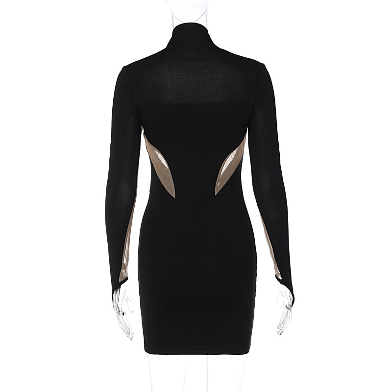 The Noir Illusion Mesh Mini Dress