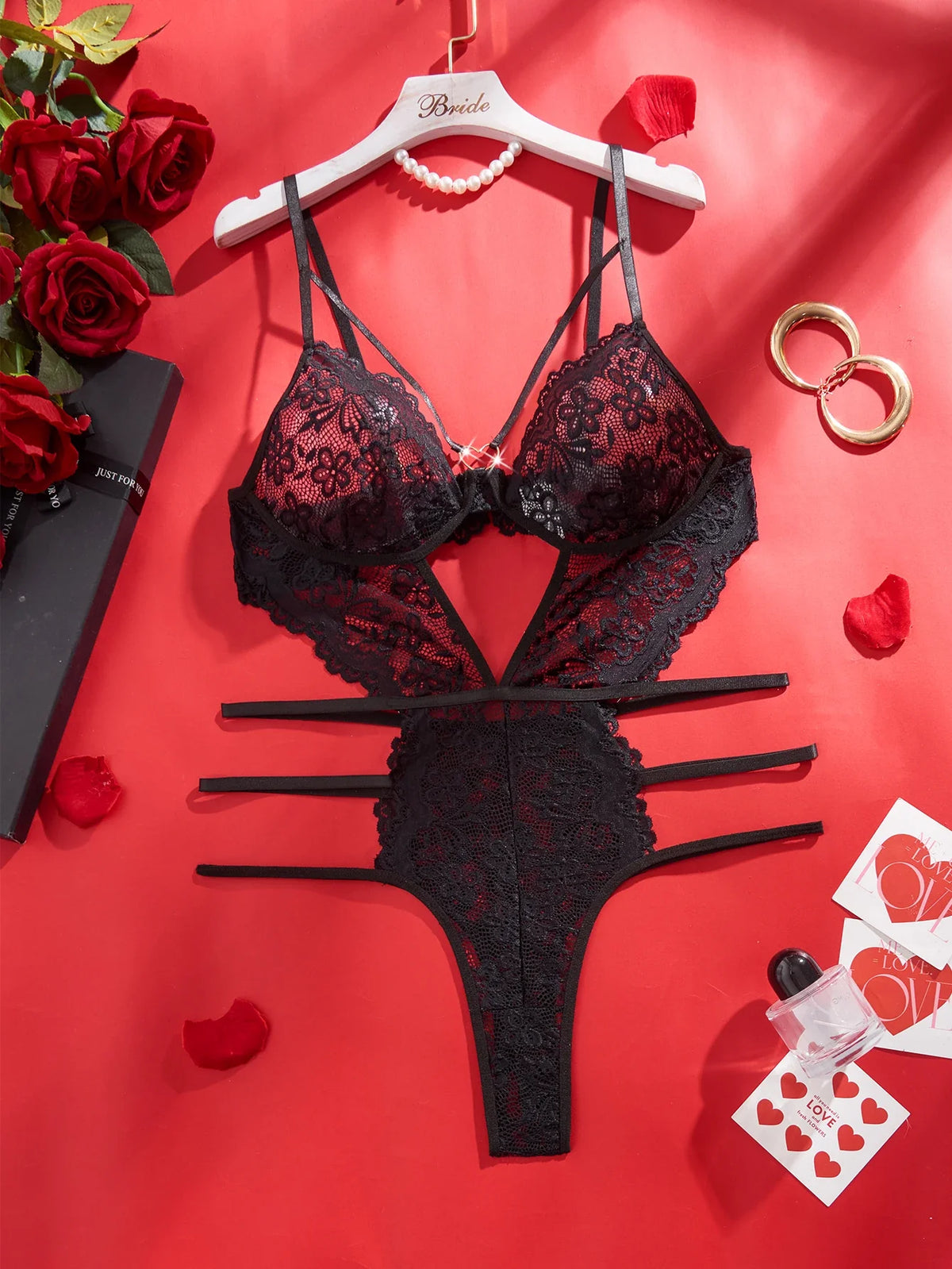 The Heart Embroidered Lace Bodysuit