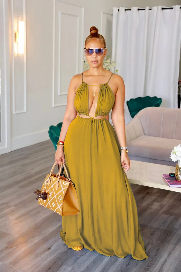 The Lace-Up Drawstring Sleeveless Maxi Dress