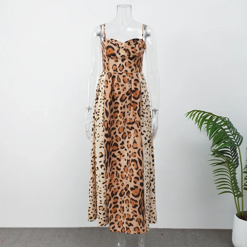 The Leopard Print Sling A-Line Dress