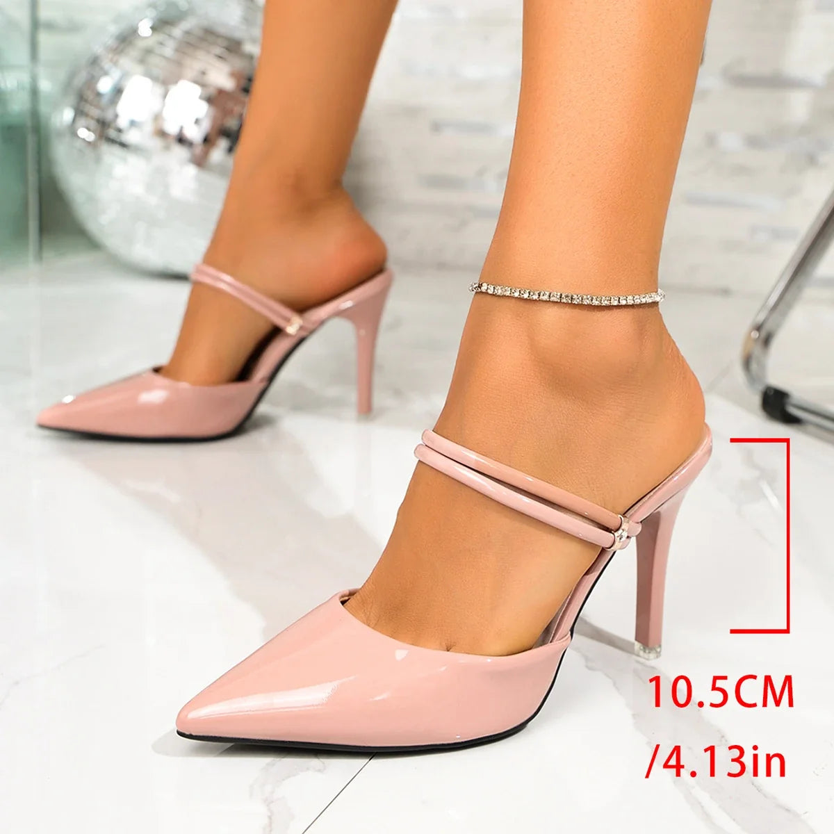 The Pink Poise Pointed-Toe Heel Mules