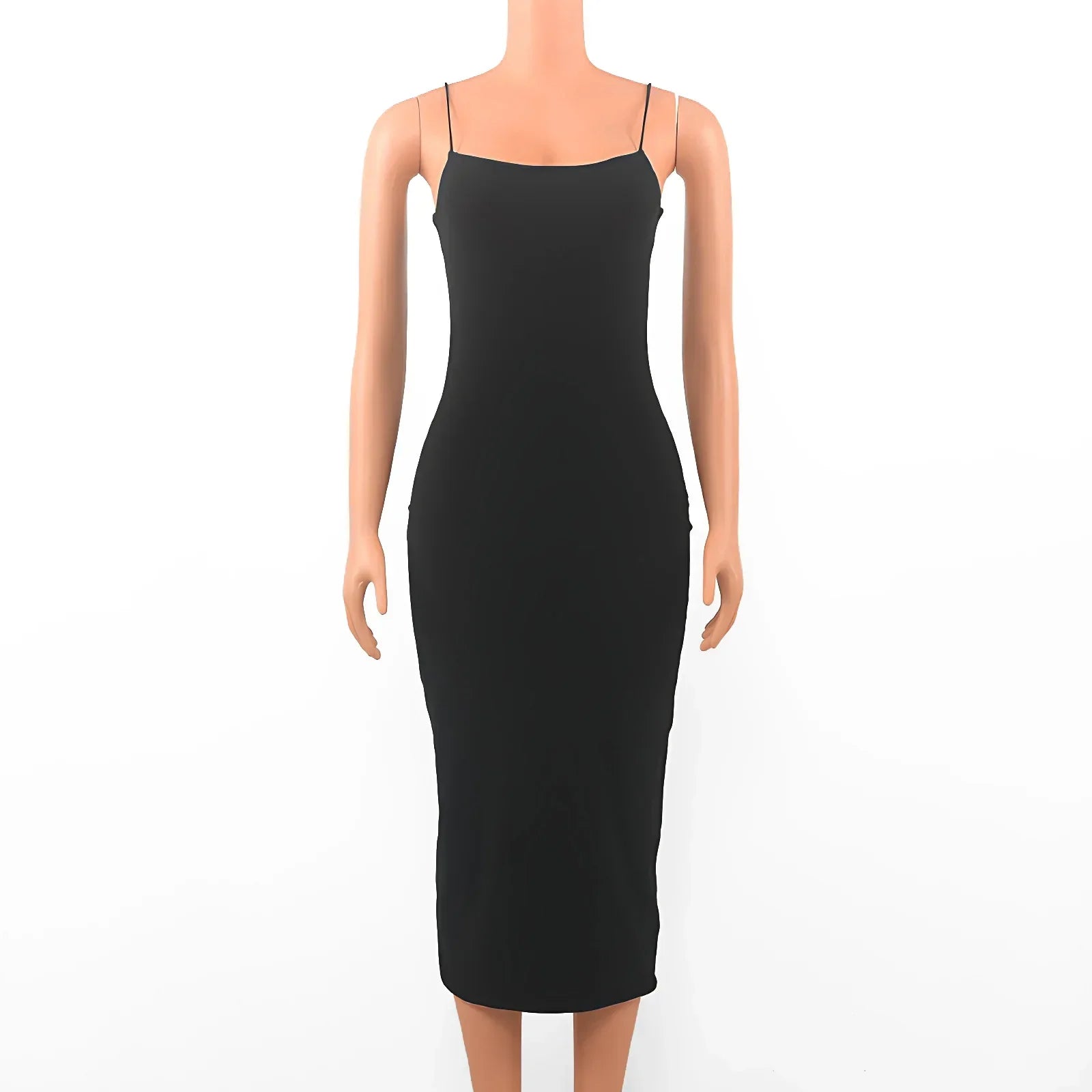 Square Neck Spaghetti Strap Backless Bodycon Maxi Dress