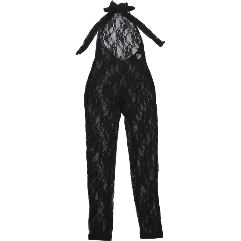 The Nightclub Siren Lace Mesh Jumpsuit
