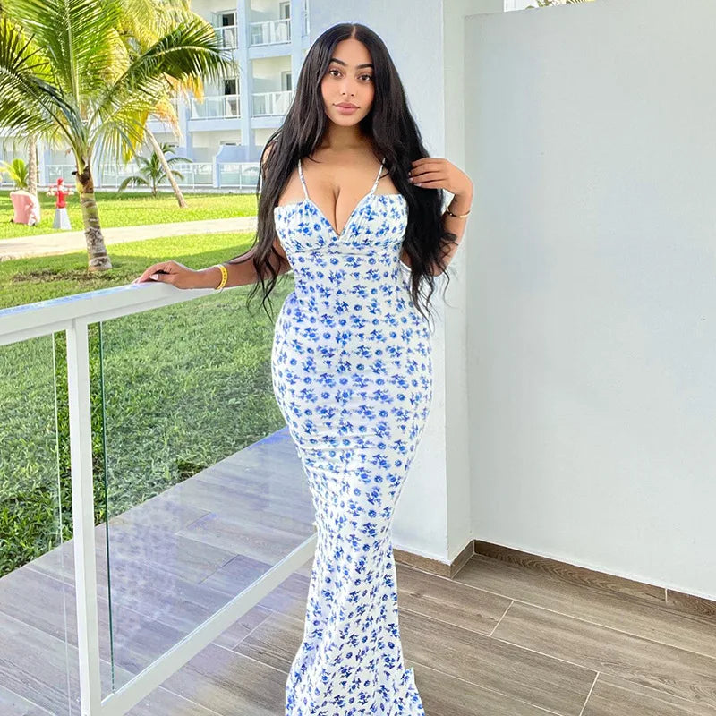 The Floral Strapless Bodycon Maxi Dress