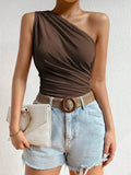 One-Shoulder Ruched Tank Top