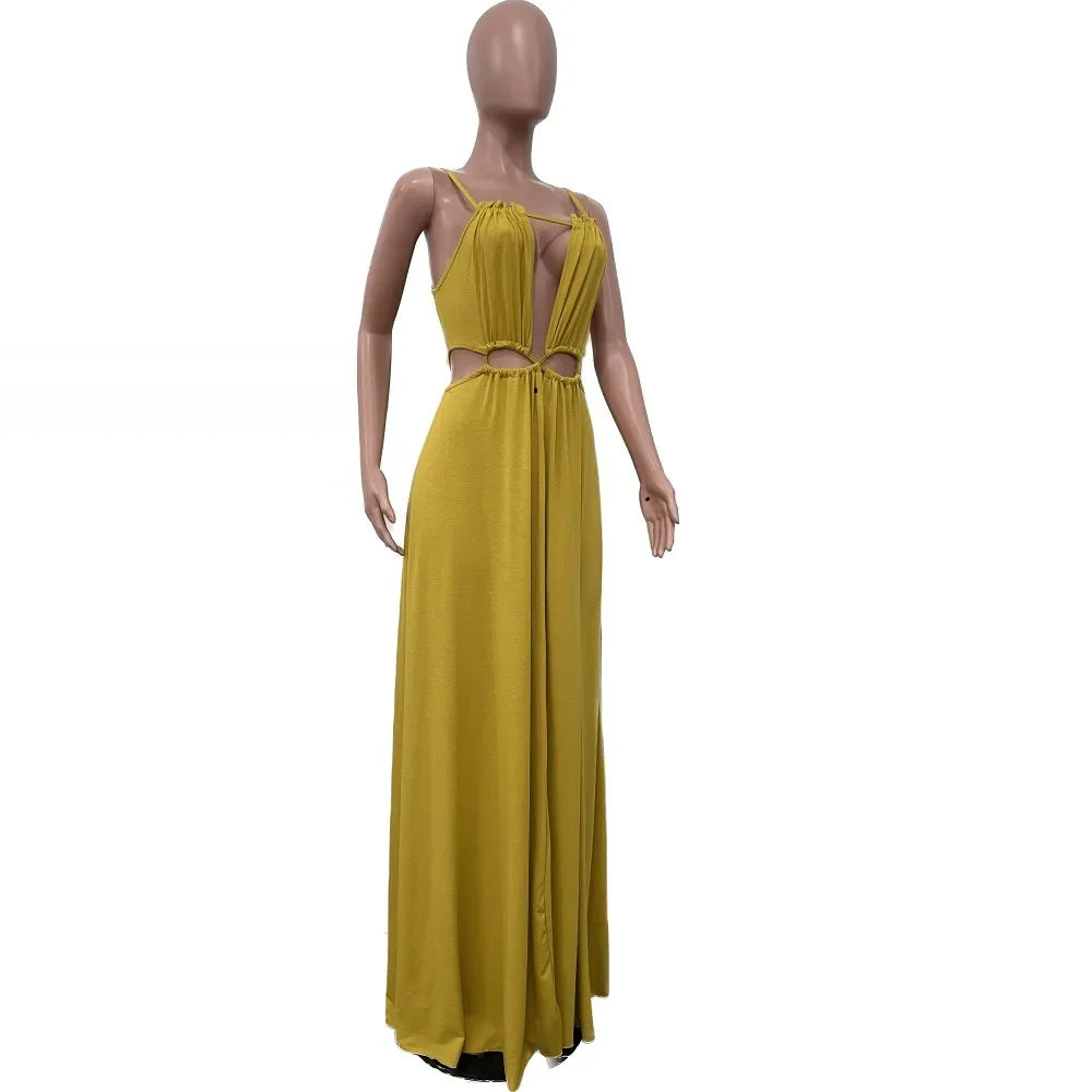 The Lace-Up Drawstring Sleeveless Maxi Dress