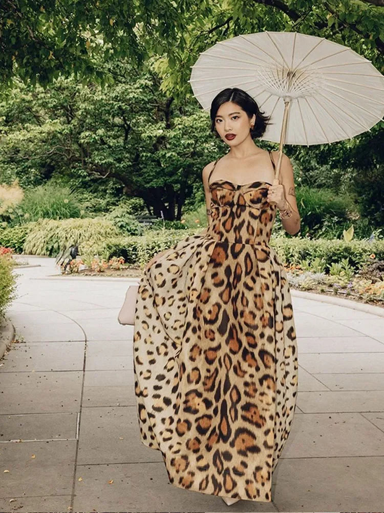 The Leopard Print Sling A-Line Dress