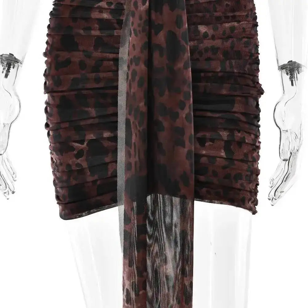 The Leopard Print Halter Pleated Mini Dress