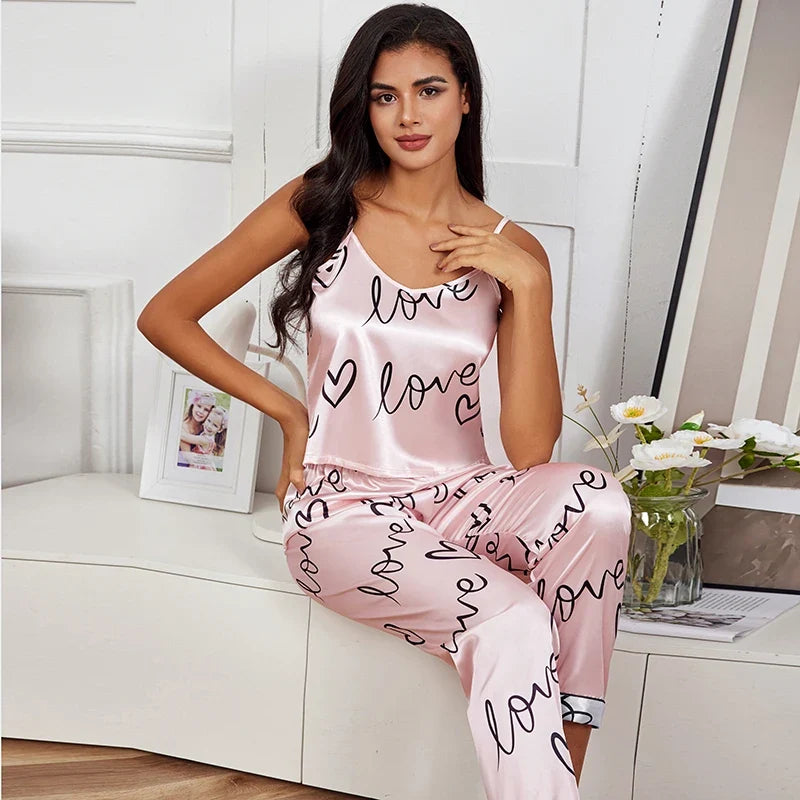 The Love Notes Satin Cami Pajama Set
