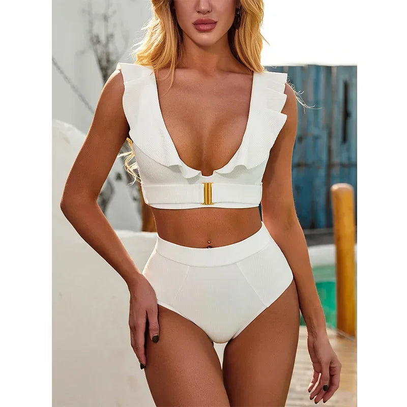 The Riviera Ruffle High Waist Bikini Set