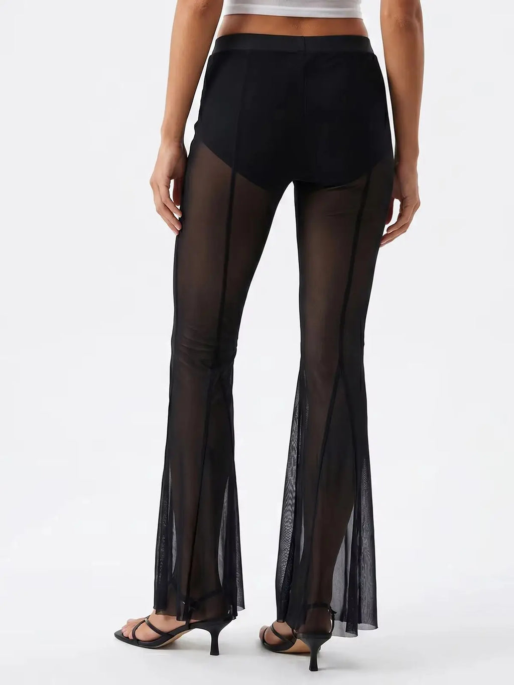 The Sheer Mesh High Waist Flared Pants