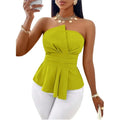 Strapless Twist-Front Peplum Top