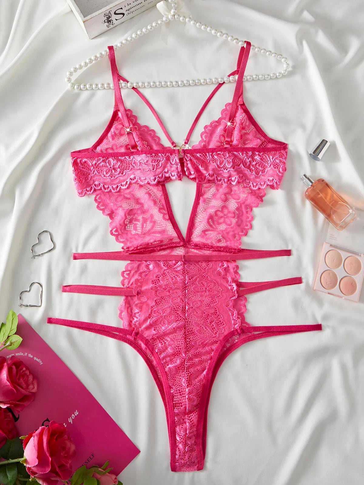 The Heart Embroidered Lace Bodysuit