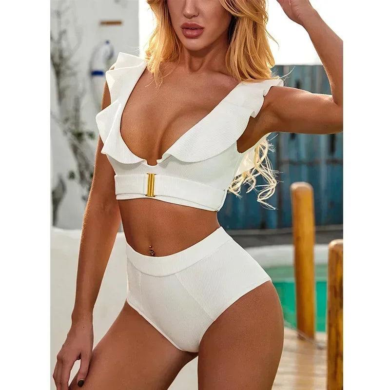 The Riviera Ruffle High Waist Bikini Set