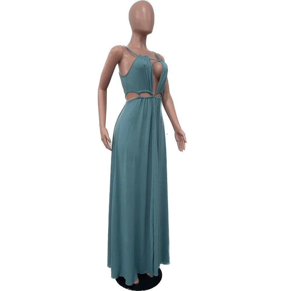 The Lace-Up Drawstring Sleeveless Maxi Dress