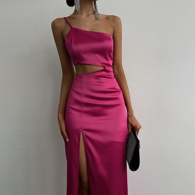 The Fringe Finale Satin Cutout Dress