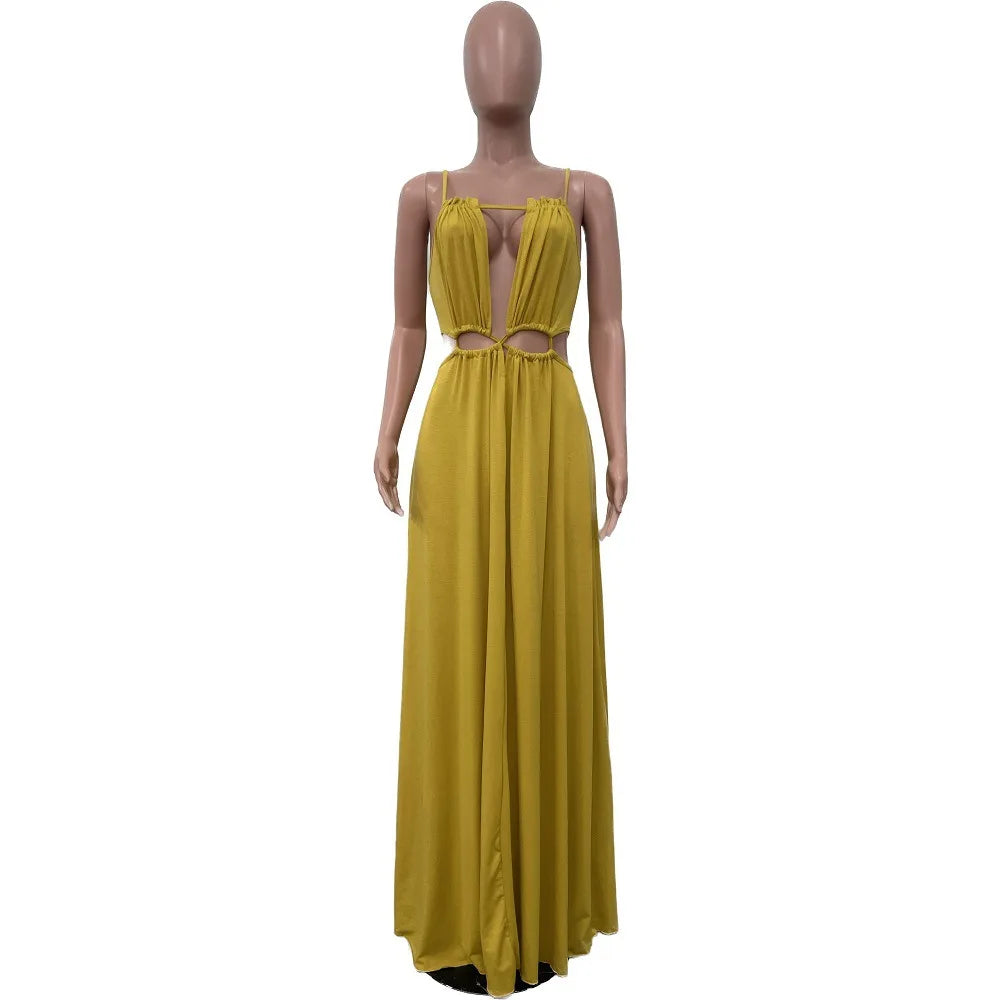 The Lace-Up Drawstring Sleeveless Maxi Dress