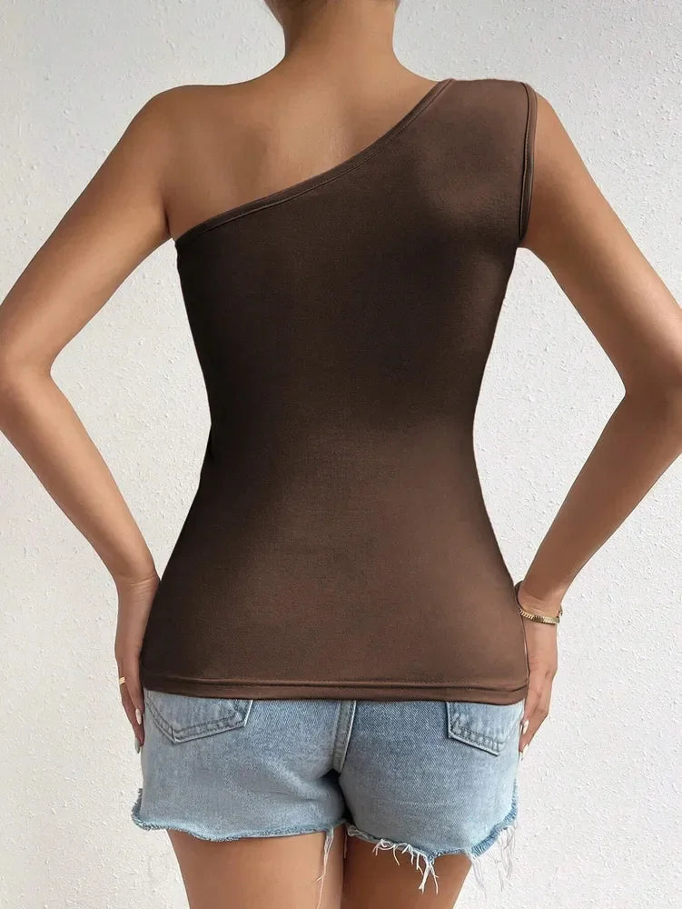 One-Shoulder Ruched Tank Top