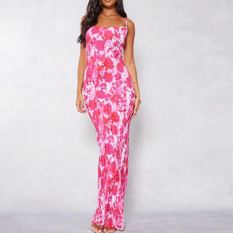 The Folded Spaghetti Strap Sheath Maxi Dress