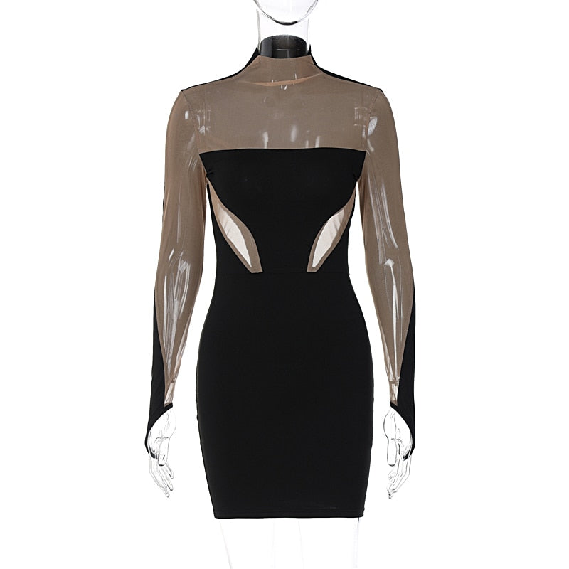 The Noir Illusion Mesh Mini Dress