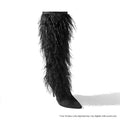 Ostrich Feather Stiletto Knee-High Boots by Liliana