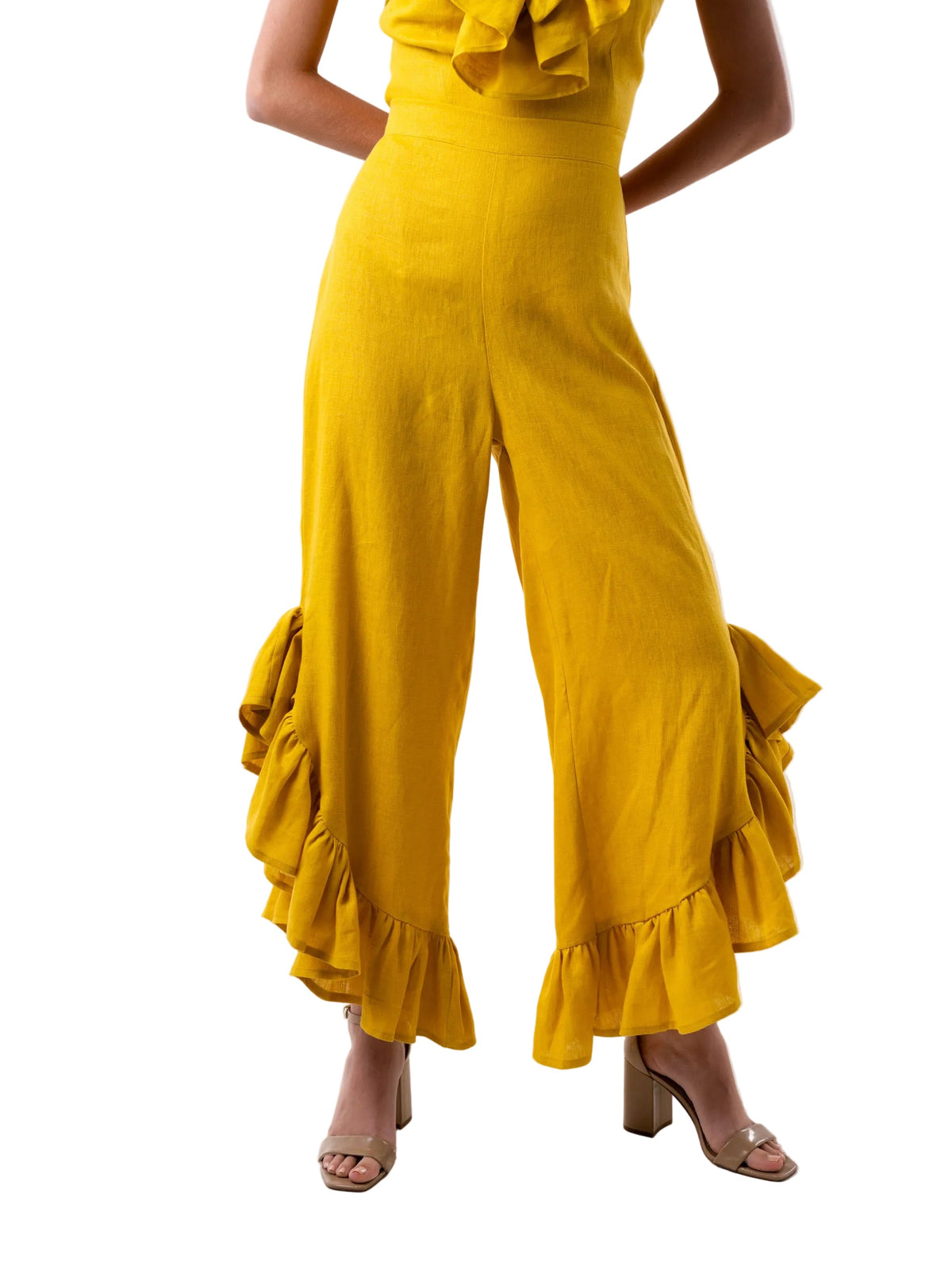 The Naranjito Yellow Ruffle-Hem Pants