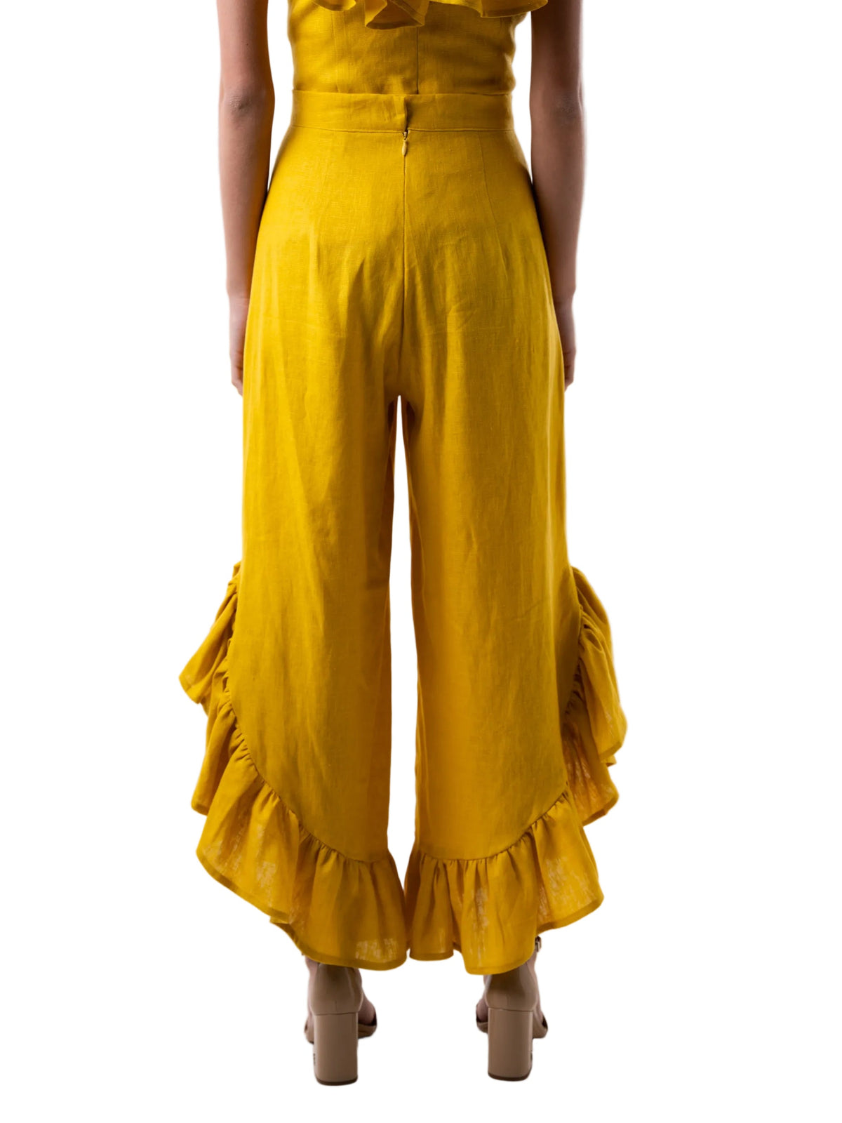 The Naranjito Yellow Ruffle-Hem Pants