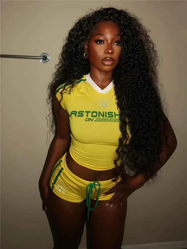 Sporty Jersey Crop Top & Micro Shorts Set | Soccer-Inspired Streetwear