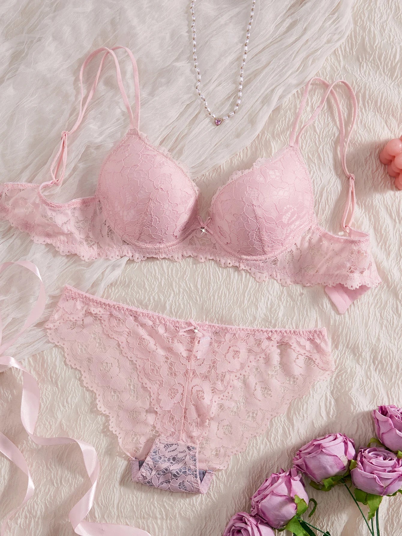 6-Piece Floral Lace Push-Up Bra & Brief Set