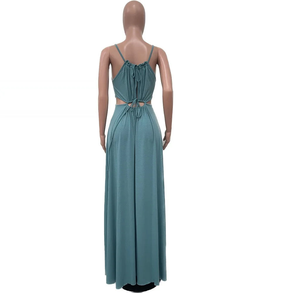 The Lace-Up Drawstring Sleeveless Maxi Dress