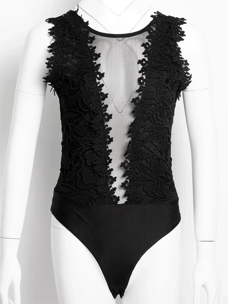 The Lace Floral Deep V Bodysuit